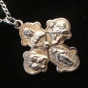 Catholic cross pendant sterling 925 on a James Avery flat curb chain 18 in. long